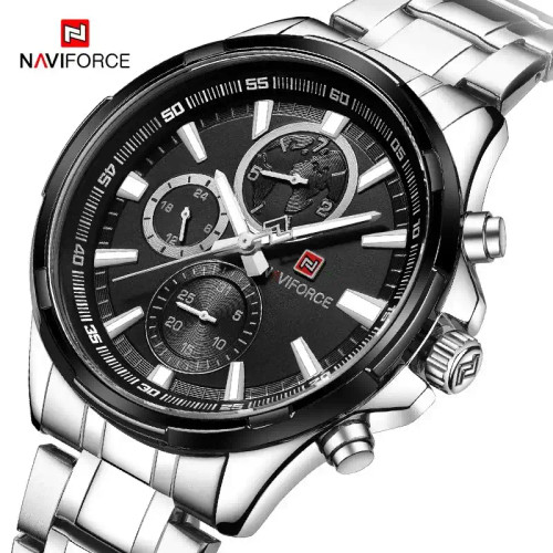 Naviforce NF9089 Black/Silver Digital Watch For Him NF9089S