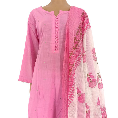 Cotton Kurta With Shawl (Set of 3)- Size XL (46)