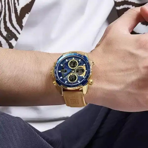 Naviforce NF9197 Blue/Golden Digital Watch For Him NF9197BG