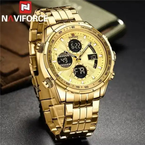 Naviforce NF9197 Golden Digital Watch For Him NF9197G