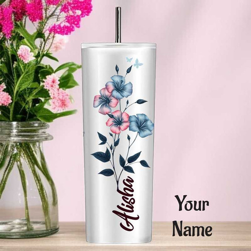 Floral Name-Engraved Stainless Steel Tumbler TUM-1