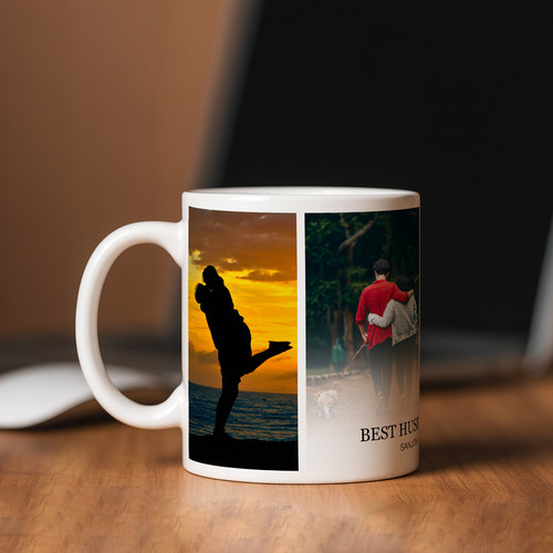 Personalized 4 Photo Collage Mug with Name
