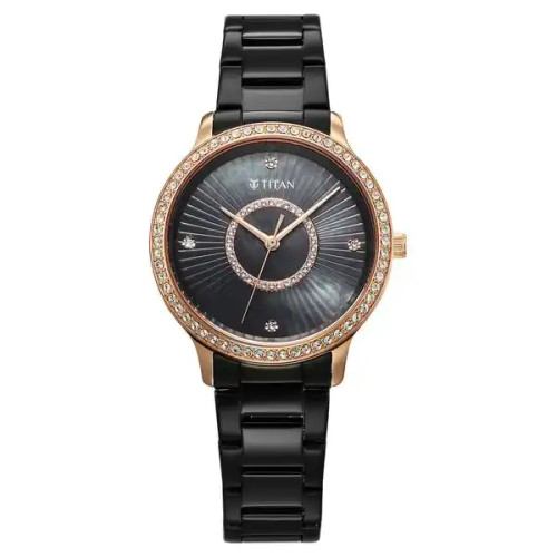Titan Glamour Quartz Analog Black Dial Watch For Women 95314KM01
