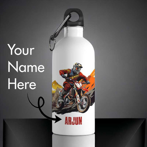 White Aluminium Water Bottle With Name Customization AR-26