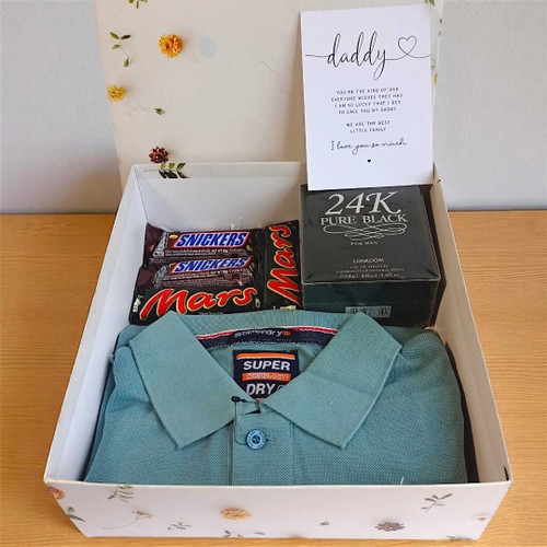 T-Shirt (XXL Size) with Lonkom Perfume & Chocolates Gift for Dad JNK-3917
