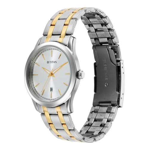 Titan Silver White Dial Alog Watch for Men