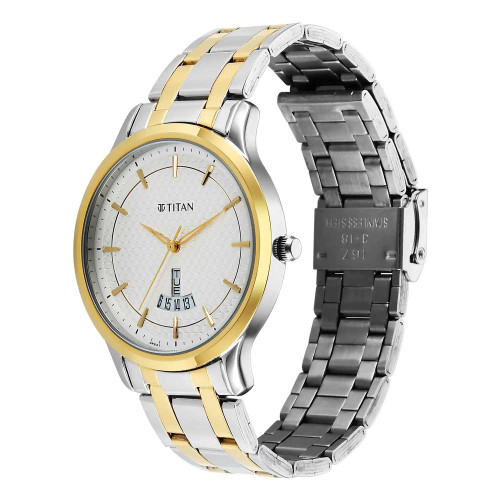 Titan Men's Watch Analog Brown Dial with Silver Stainless Steel Watch For Men 1825BM02