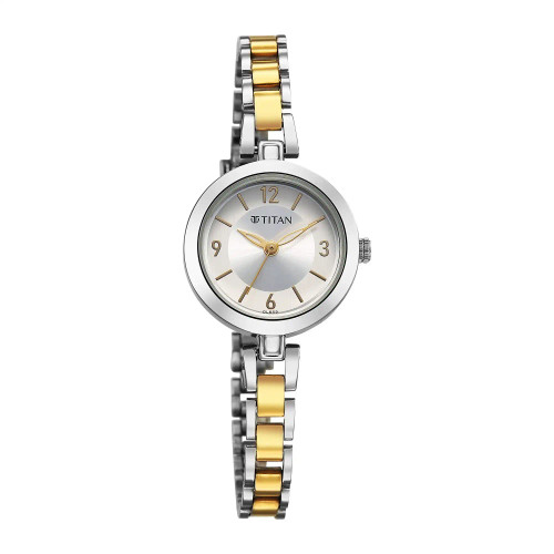 Titan Analog Silver Dial with Two-Toned Stainless Steel Watch For Women 2598BM02