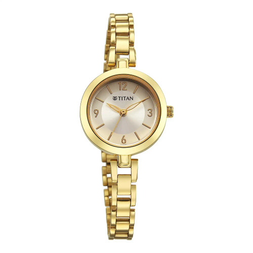 Titan Analog Beige Dial with Gold Stainless Steel Watch For Women 2598YM05
