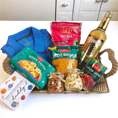 Father’s Day Basket With Tequila, Treats And T-Shirt