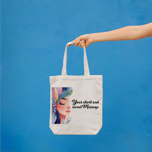 Personalized Off-White Large Tote Bag – Custom Message Print TOT-4