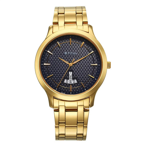 Titan Analog Black Dial with Gold Stainless Steel Watch For Men 1825YM13
