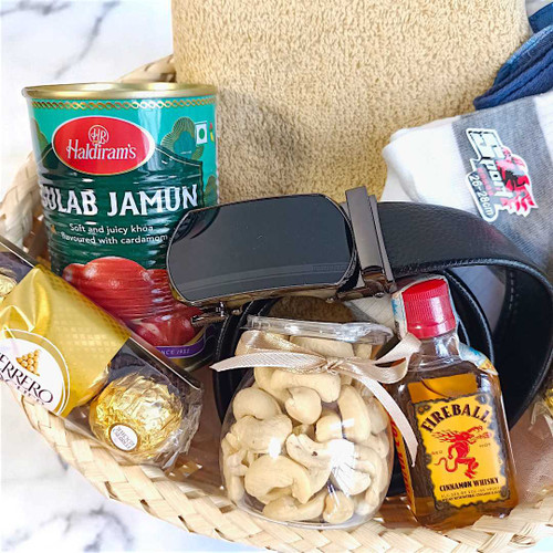 Men's Gift Hamper with Sweets, Whisky And Daily Essentials NKS-912