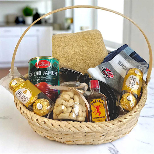 Men's Gift Hamper with Sweets, Whisky And Daily Essentials NKS-912