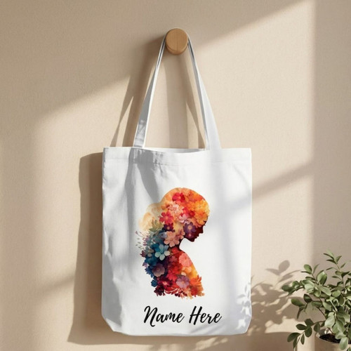 Off-White Medium Tote Bag with Floral Women’s Design