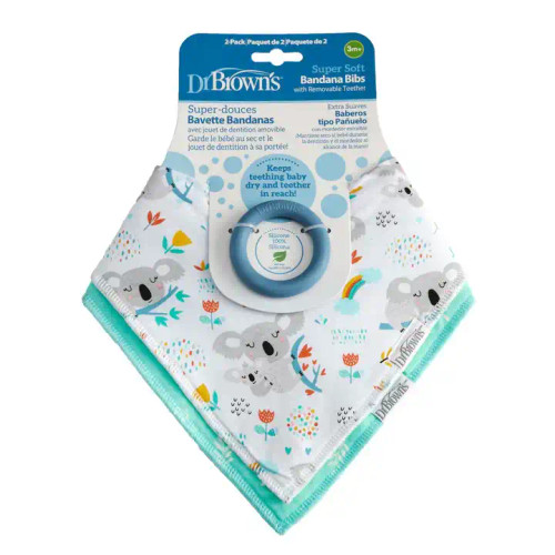 Dr.Brown's Super Soft Bandana Bib with Removeable Teether, Koalas/Leaves, 2-Pack AC272-CA- P4