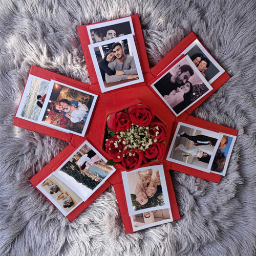 Fresh Roses And Photo Memory Explosion Box NKS-921