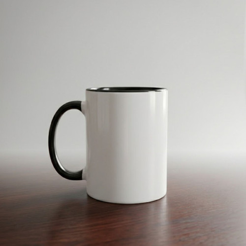 Personalized White Ceramic Mug with Black Handle