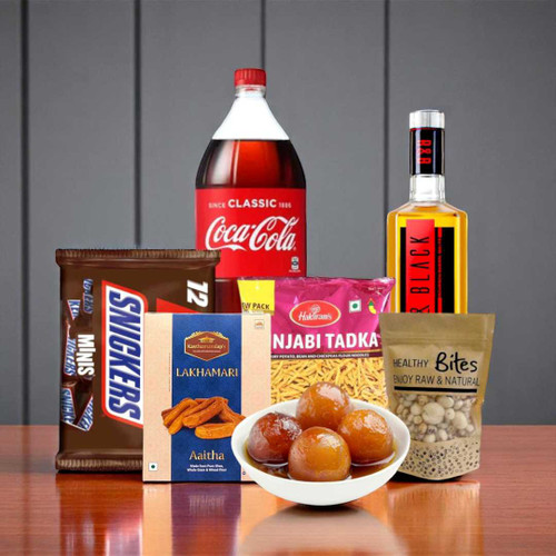 Hamper with Barfi, Snacks And Premium Whisky NKS-925