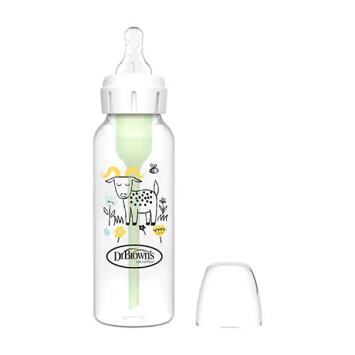 Dr.Brown's 8 oz/250 mL PP Narrow Anti-Colic Options+ Baby Bottle, Goat Design, 1-Pack SB81107- ESX