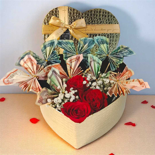 Rose with Money Bouquet Box JNK-3953