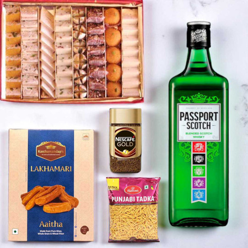 Premium Festive Gift Box with Whisky, Snacks And Sweets NKS-935