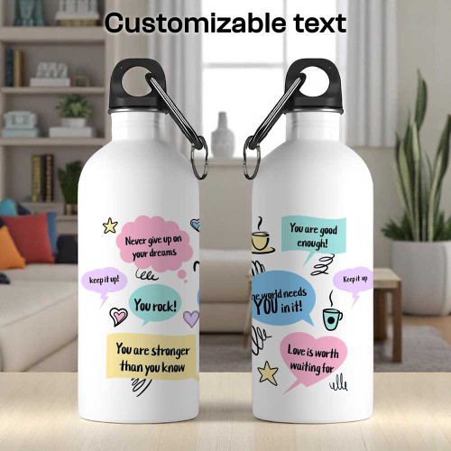 Customizable White Aluminium Water Bottle with Your Message AR-46
