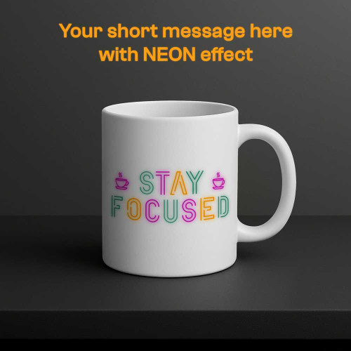 Customizable Message on White Ceramic Mug On Neon Effect AR-40