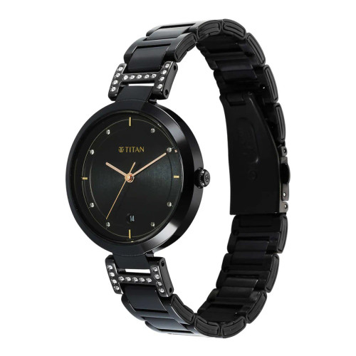Titan  Brass Round Shape Watch For Women