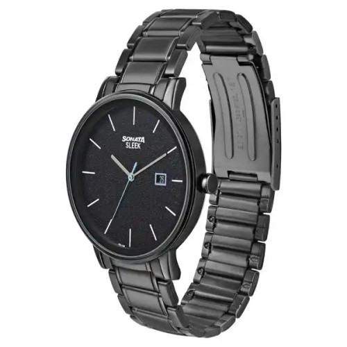 Sonata Quartz Analog with Date Stainless Steel Strap Watch for Men 7131NM02