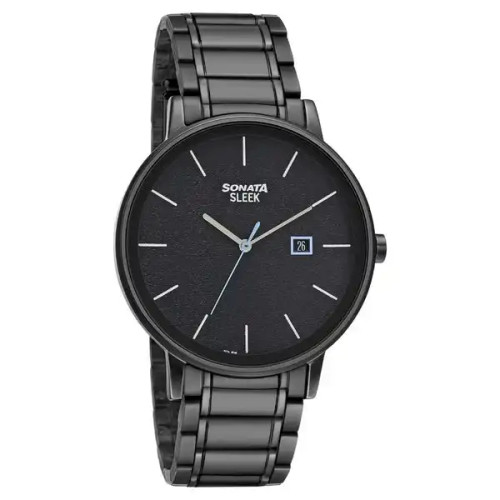 Sonata Quartz Analog with Date Stainless Steel Strap Watch for Men 7131NM02