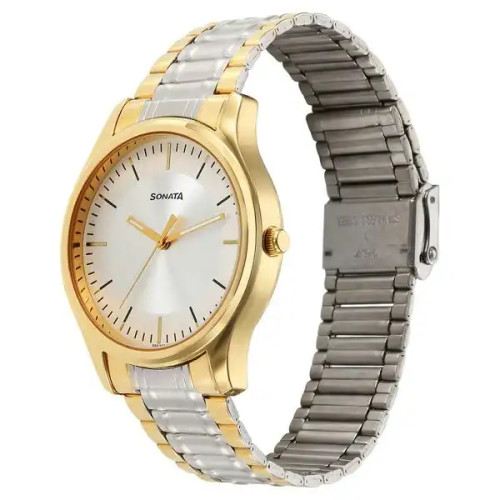 Sonata Traditional Essentials Quartz Analog Silver Dial Watch for Men 77082BM01