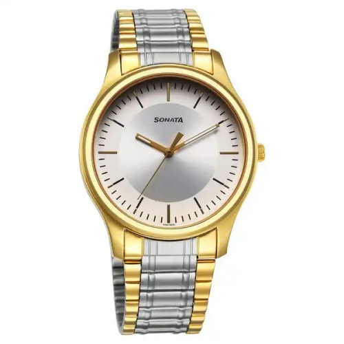 Sonata Traditional Essentials Quartz Analog Silver Dial Watch for Men 77082BM01