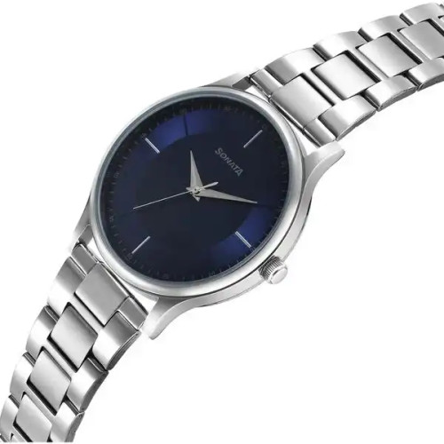 Sonata Aspire Quartz Analog Blue Dial Stainless Steel Strap Watch for Men 77105SM15
