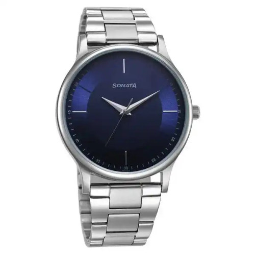 Sonata Aspire Quartz Analog Blue Dial Stainless Steel Strap Watch for Men 77105SM15