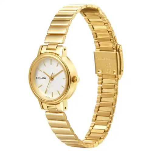 Sonata Essentials White Dial With Stainless Steel Strap Watch For Women 8096YM07