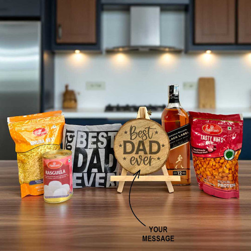 Father’s Day Gift Set with Snacks, Whisky & Personalized Keepsakes NKS-984