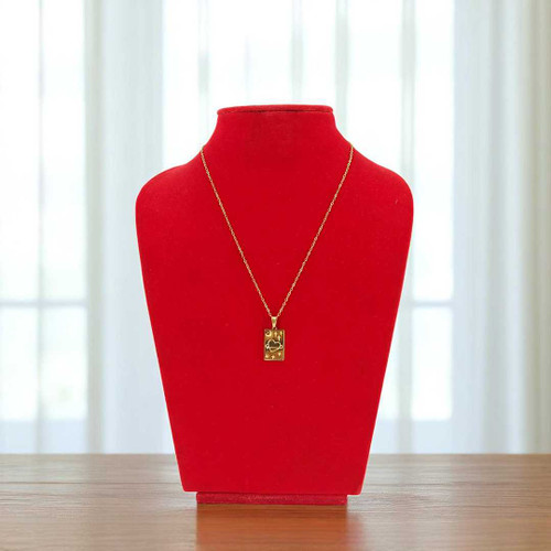 Golden Square Pendant with Moon & Heart Design JL-62