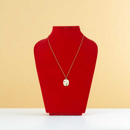 Elegant Golden Pendant – Floral Design on White Base JL-57