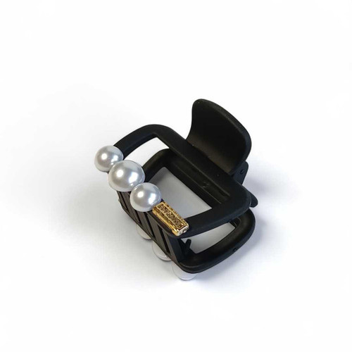 Elegant Black Hair Clip with Pearl Design HC-259