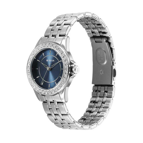 Titan Sparkle Blue Dial Stainless Steel Strap Quartz Watch For Women 9798SM06