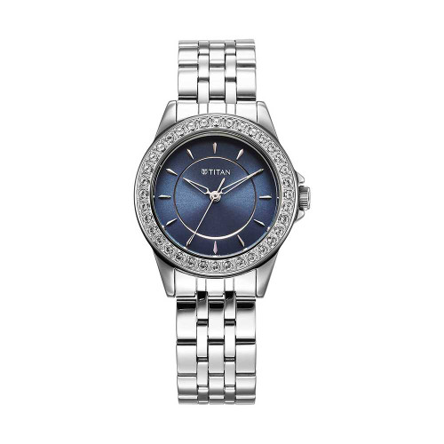 Titan Sparkle Blue Dial Stainless Steel Strap Quartz Watch For Women 9798SM06