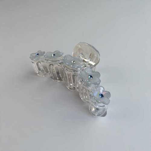 Light Blue Floral Transparent Hair Clutcher HC-265