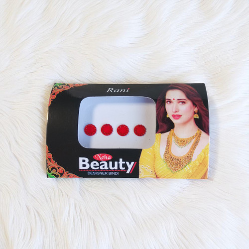 Red Round Bindi With Red Stone