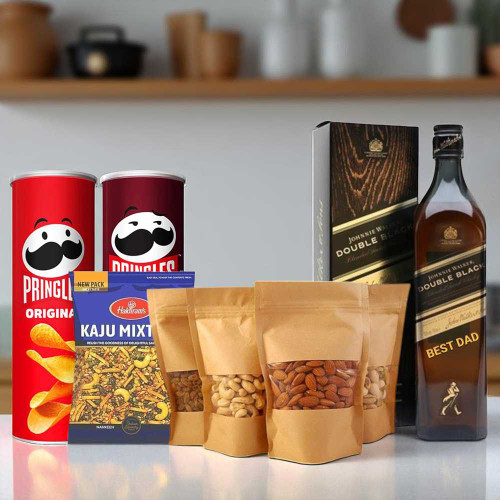 Dad Gift: Whisky 750ml with Dry Nuts & Snacks JNK-4014