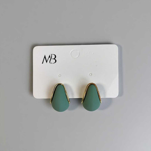 Mint Green Fashion Earrings with Shiny Golden Edge JR-263