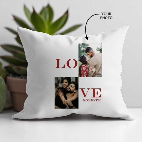 Personalized Love Forever Cushion with 2 Photos RJ-61