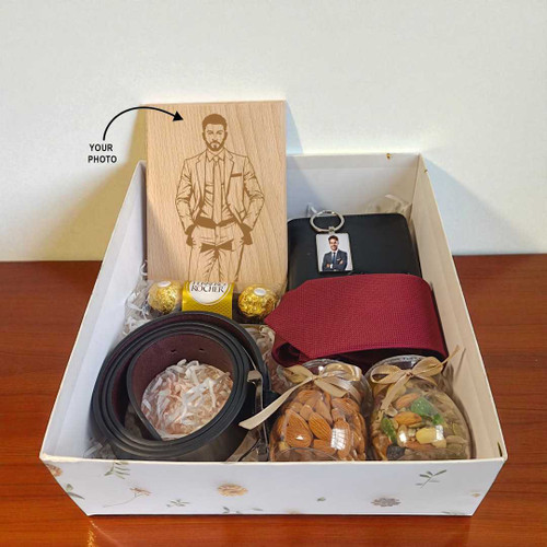 Men’s Premium Style Box with Personalized Plaque Board & Keyring JNK-4066
