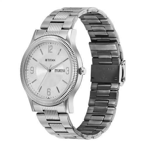 Titan Silver White Dial Alog Watch for Men-1650SM02 1650SM02