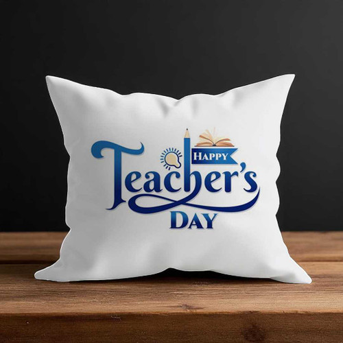 Happy Teacher's Day Design White Cushion RJ-71